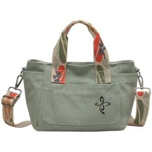 Green Women's Canvas Tote Bag Casual Crossbody with Adjustable Strap